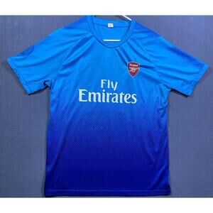 Vintage Arsenal Fly Emirates Soccer Football Dry Cell Jersey Medium Blue A. Kin